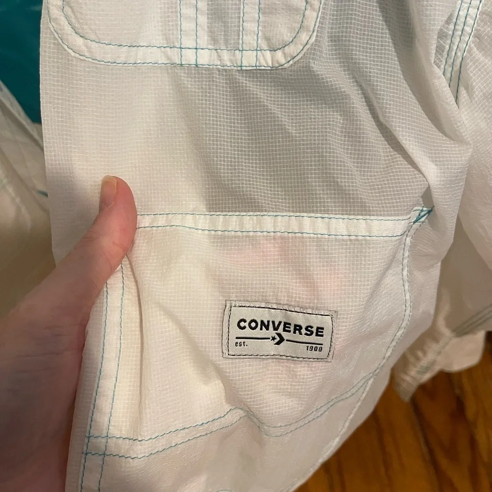 Converse White and Teal Windbreaker